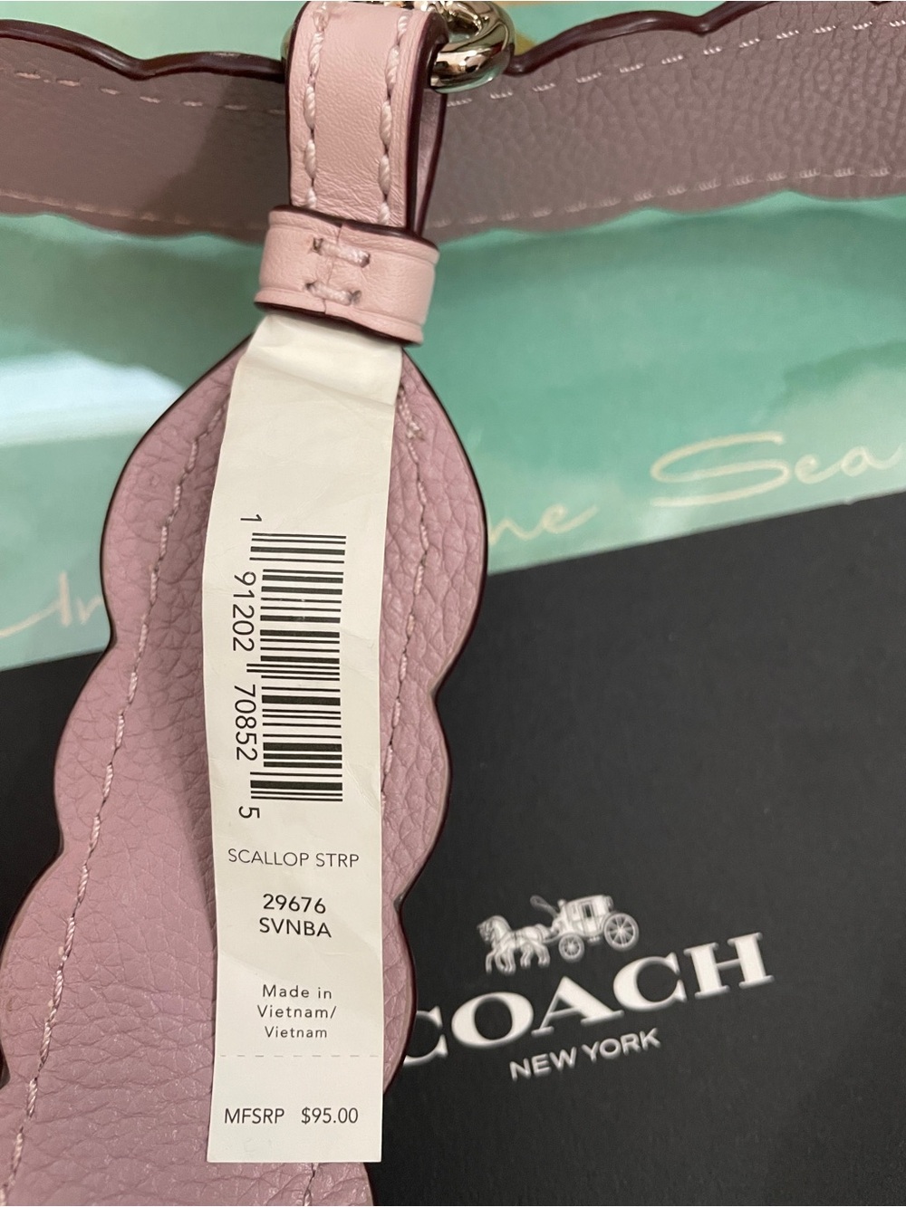 Coach Scalloped Leather Strap in SV/Ice Pink NWT - Picture 8 of 9